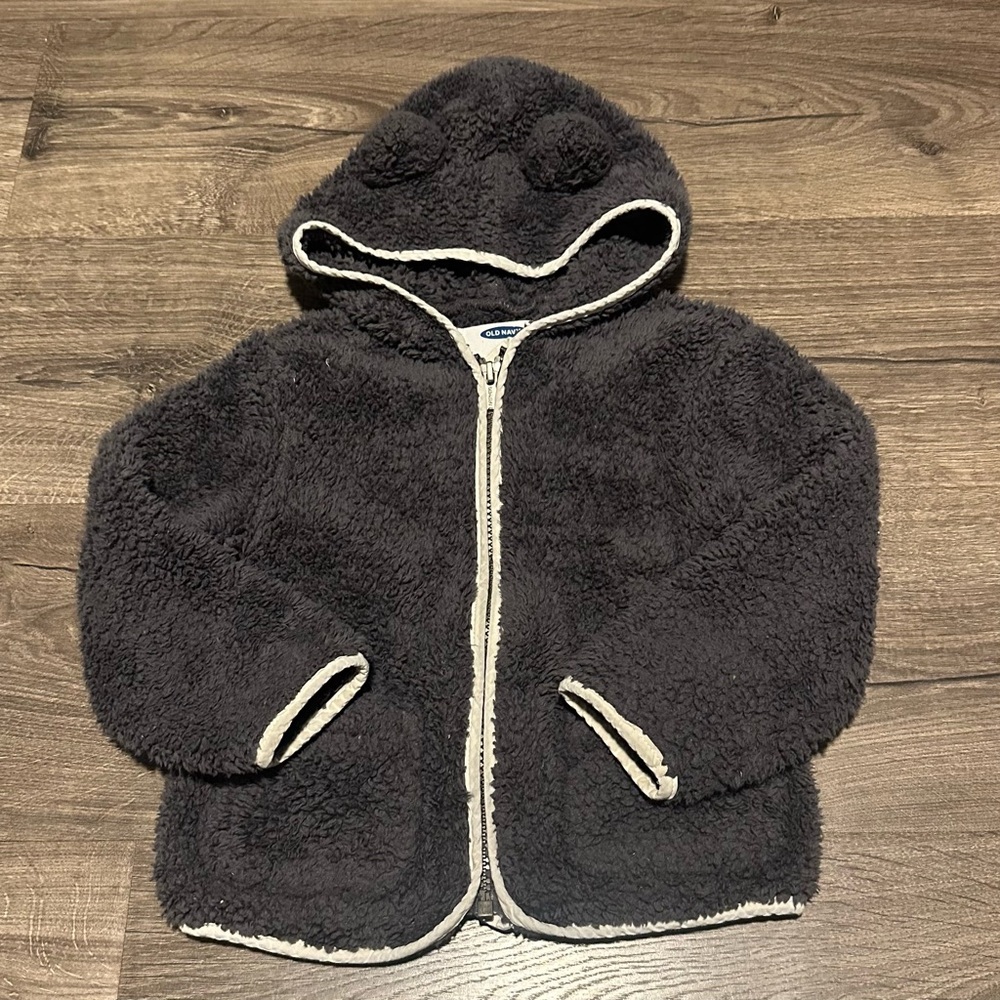 Old Navy Charcoal Gray Sherpa Style Jacket 3t Toddler Girl Boy Unisex